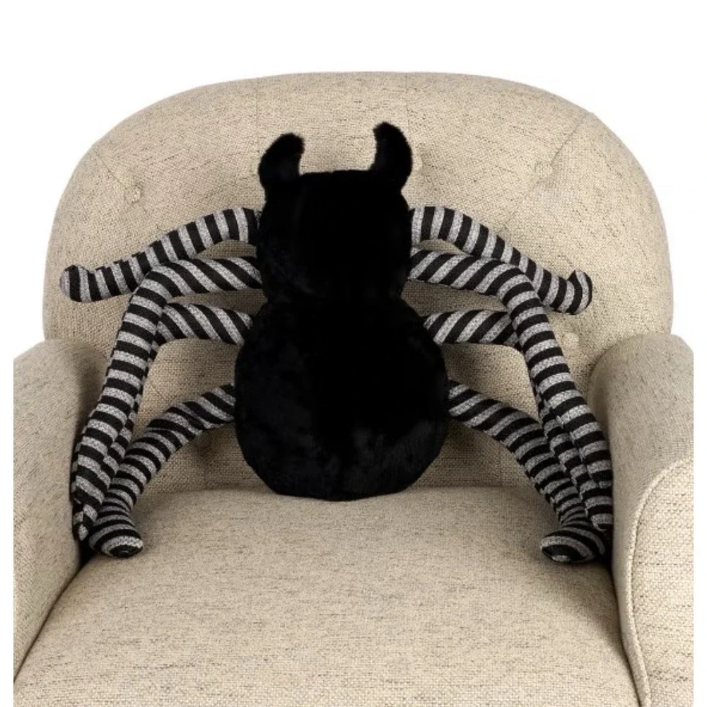 Spider with Striped Legs Halloween Pillow